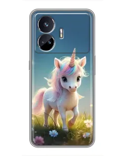 Чехол для Realme GT5 с картинкой «Единорог на поляне» Чехол для Realme GT5 с картинкой «Единорог на поляне»