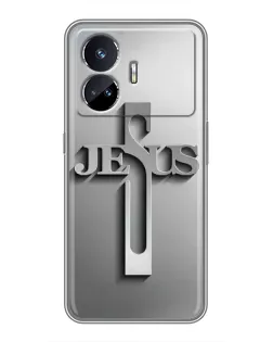 Чехол для Realme GT5 с картинкой «Металлический крест Jesus» Чехол для Realme GT5 с картинкой «Металлический крест Jesus»