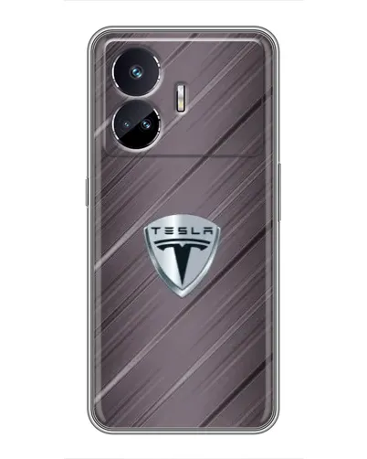 Чехол для Realme GT5 с картинкой «Металлическая текстура Tesla» Чехол для Realme GT5 с картинкой «Металлическая текстура Tesla»