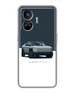 Чехол для Realme GT5 с картинкой «Серебристый Cybertruck Tesla»