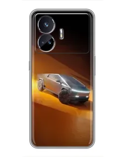Чехол для Realme GT5 с картинкой «Cybertruck в пустыне»
