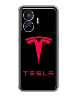 Чехол для Realme GT5 с картинкой «Tesla Red Logo»