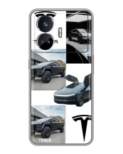 Чехол для Realme GT5 с картинкой «Коллаж Cybertruck Tesla»