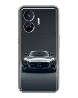 Чехол для Realme GT5 с картинкой «Mercedes на черном»