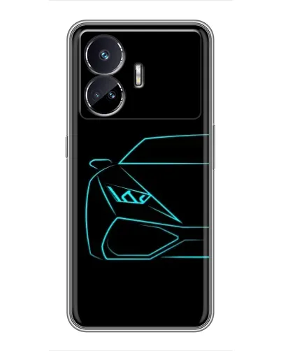 Чехол для Realme GT5 с картинкой «Голубой силуэт Lamborghini»