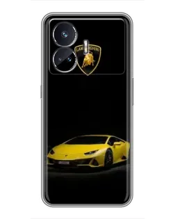 Чехол для Realme GT5 с картинкой «Lamborghini желтый акцент»