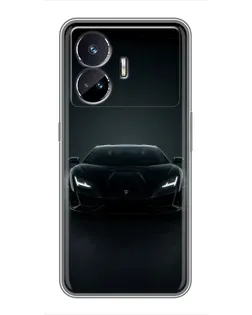 Чехол для Realme GT5 с картинкой «Черный Lamborghini Aventador»