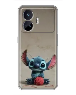 Чехол для Realme GT5 с картинкой «Стич на коричневом фоне»