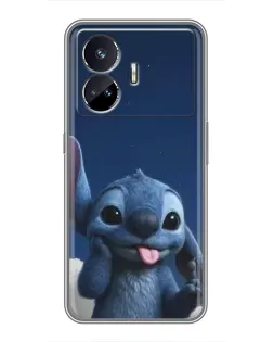 Чехол для Realme GT5 с картинкой «Стич в облаках»