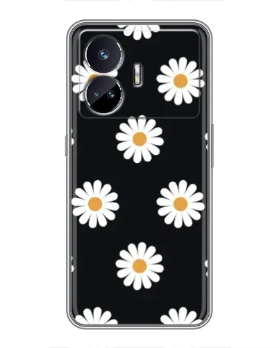 Чехол для Realme GT5 с картинкой «Ромашки на черном»