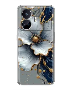 Чехол для Realme GT5 с картинкой «Белый цветок и золотой флюид» Чехол для Realme GT5 с картинкой «Белый цветок и золотой флюид»