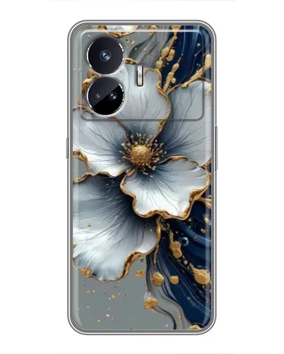 Чехол для Realme GT5 с картинкой «Белый цветок и золотой флюид» Чехол для Realme GT5 с картинкой «Белый цветок и золотой флюид»