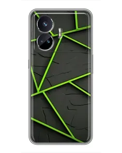 Чехол для Realme GT5 с картинкой «Зеленые геометрические линии» Чехол для Realme GT5 с картинкой «Зеленые геометрические линии»