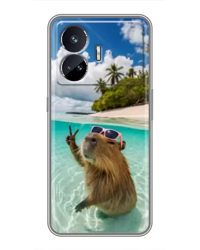 Чехол для Realme GT5 с картинкой «Капибара на море» Чехол для Realme GT5 с картинкой «Капибара на море»