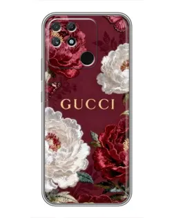 Чехол для Realme NARZO 30A с картинкой «Gucci — бордовые розы»