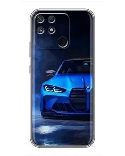 Чехол для Realme NARZO 30A с картинкой «Голубая BMW M4»