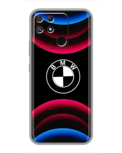 Чехол для Realme NARZO 30A с картинкой «Логотип BMW и неоновые дуги»