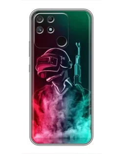 Чехол для Realme NARZO 30A с картинкой «PUBG — огненный воин»