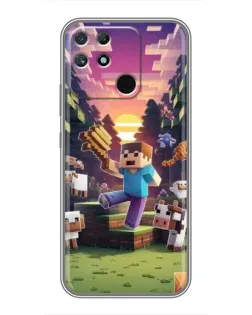 Чехол для Realme NARZO 30A с картинкой «Стив на ферме»