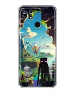 Чехол для Realme NARZO 30A с картинкой «Эндермен в лесу»