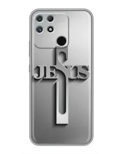 Чехол для Realme NARZO 30A с картинкой «Металлический крест Jesus»