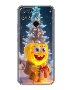 Чехол для Realme NARZO 30A с картинкой «Рождественский Спанч Боб»