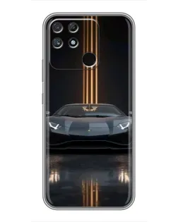 Чехол для Realme NARZO 30A с картинкой «Lamborghini золотые линии»