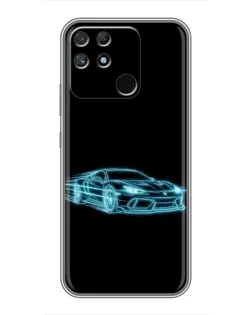 Чехол для Realme NARZO 30A с картинкой «Неоновый контур Lamborghini»