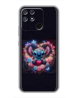 Чехол для Realme NARZO 30A с картинкой «Stitch в цветах»