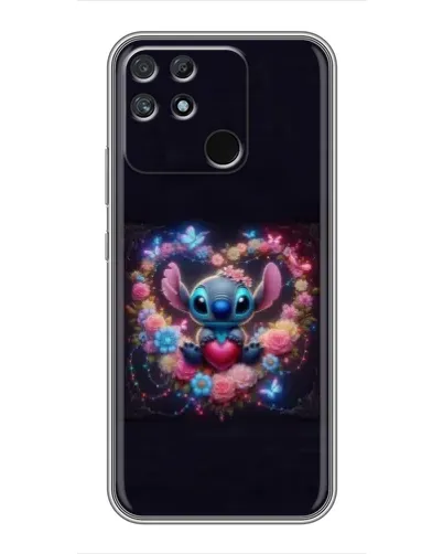 Чехол для Realme NARZO 30A с картинкой «Stitch в цветах»