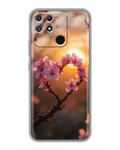 Чехол для Realme NARZO 30A с картинкой «Розовый цвет сердце на фоне заката» Чехол для Realme NARZO 30A с картинкой «Розовый цвет сердце на фоне заката»