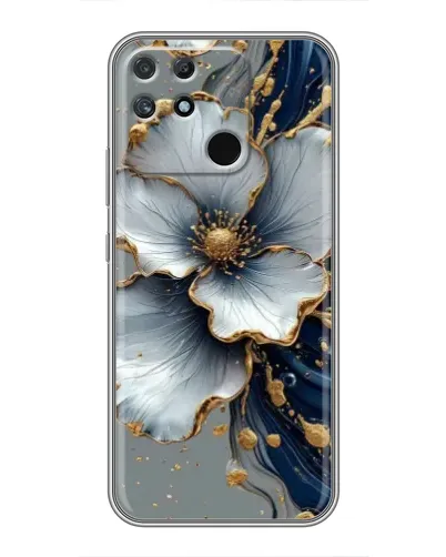 Чехол для Realme NARZO 30A с картинкой «Белый цветок и золотой флюид» Чехол для Realme NARZO 30A с картинкой «Белый цветок и золотой флюид»