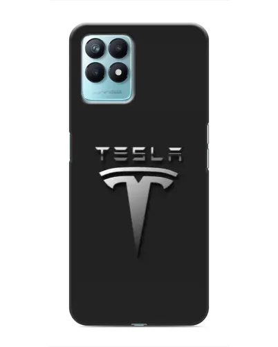 Чехол для Realme NARZO 50 с картинкой «Стальной логотип Tesla»