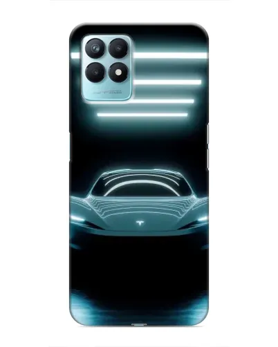 Чехол для Realme NARZO 50 с картинкой «Tesla в неоне»