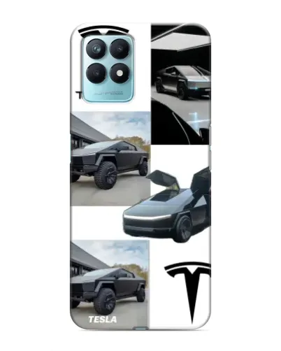 Чехол для Realme NARZO 50 с картинкой «Коллаж Cybertruck Tesla»