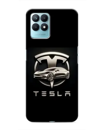Чехол для Realme NARZO 50 с картинкой «Tesla — серебристое авто»