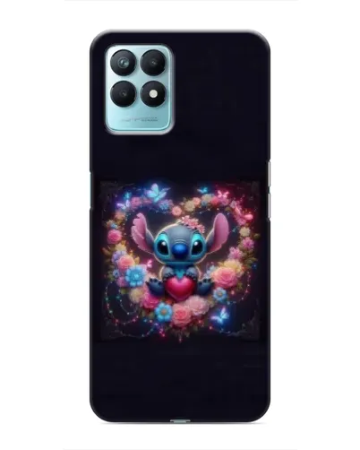 Чехол для Realme NARZO 50 с картинкой «Stitch в цветах»