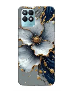 Чехол для Realme NARZO 50 с картинкой «Белый цветок и золотой флюид»