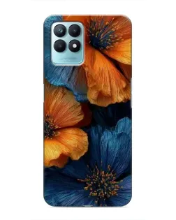 Чехол для Realme NARZO 50 с картинкой «Яркая сине-оранжевая флора»