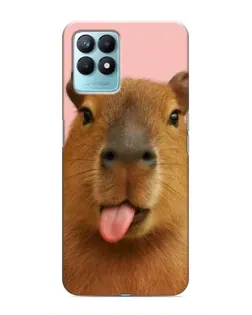 Чехол для Realme NARZO 50 с картинкой «Капибара с языком»
