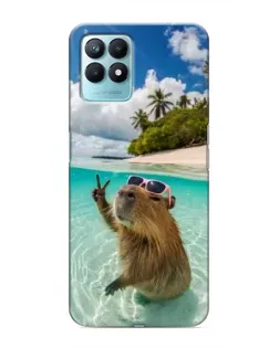 Чехол для Realme NARZO 50 с картинкой «Капибара на море»