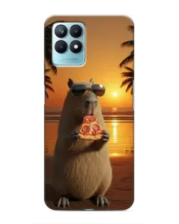 Чехол для Realme NARZO 50 с картинкой «Капибара с пиццей»