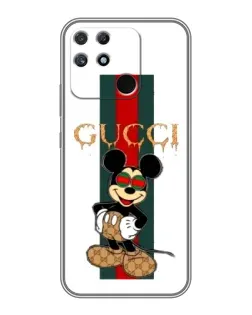 Чехол для Realme NARZO 50A с картинкой «Микки Маус Gucci — полосы»