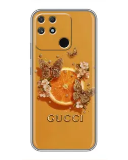 Чехол для Realme NARZO 50A с картинкой «Gucci — золотые бабочки»