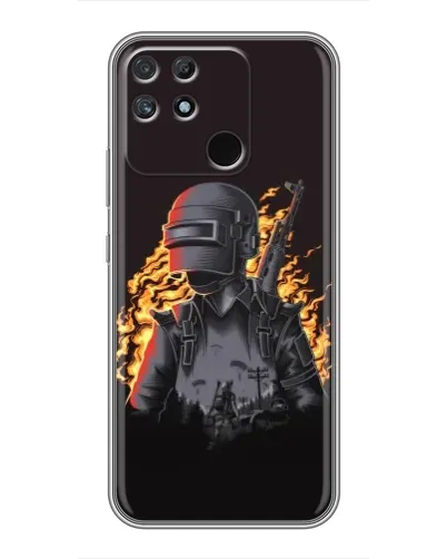 Чехол для Realme NARZO 50A с картинкой «PUBG — огненный силуэт»