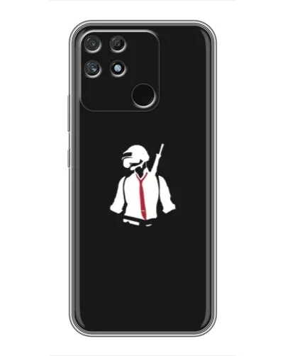 Чехол для Realme NARZO 50A с картинкой «PUBG — силуэт воина»