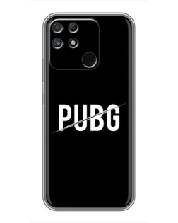 Чехол для Realme NARZO 50A с картинкой «PUBG — белый логотип»