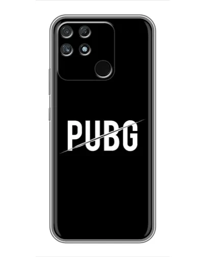 Чехол для Realme NARZO 50A с картинкой «PUBG — белый логотип»