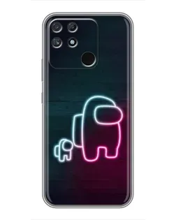 Чехол для Realme NARZO 50A с картинкой «Among Us неон-арт»