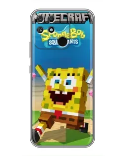 Чохол для Realme NARZO 50A з картинкою «Губка Боб Minecraft»